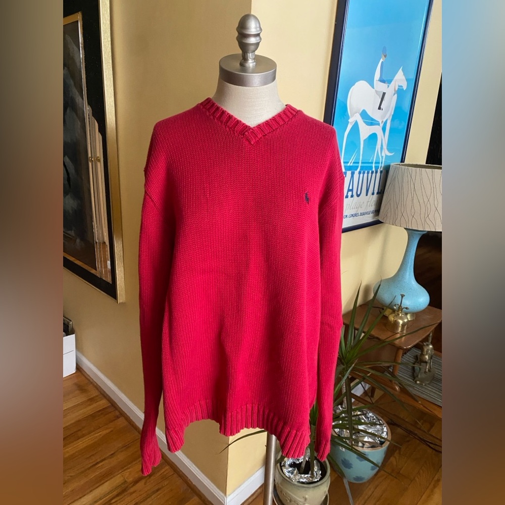 vintage red polo by ralph lauren cotton sweater